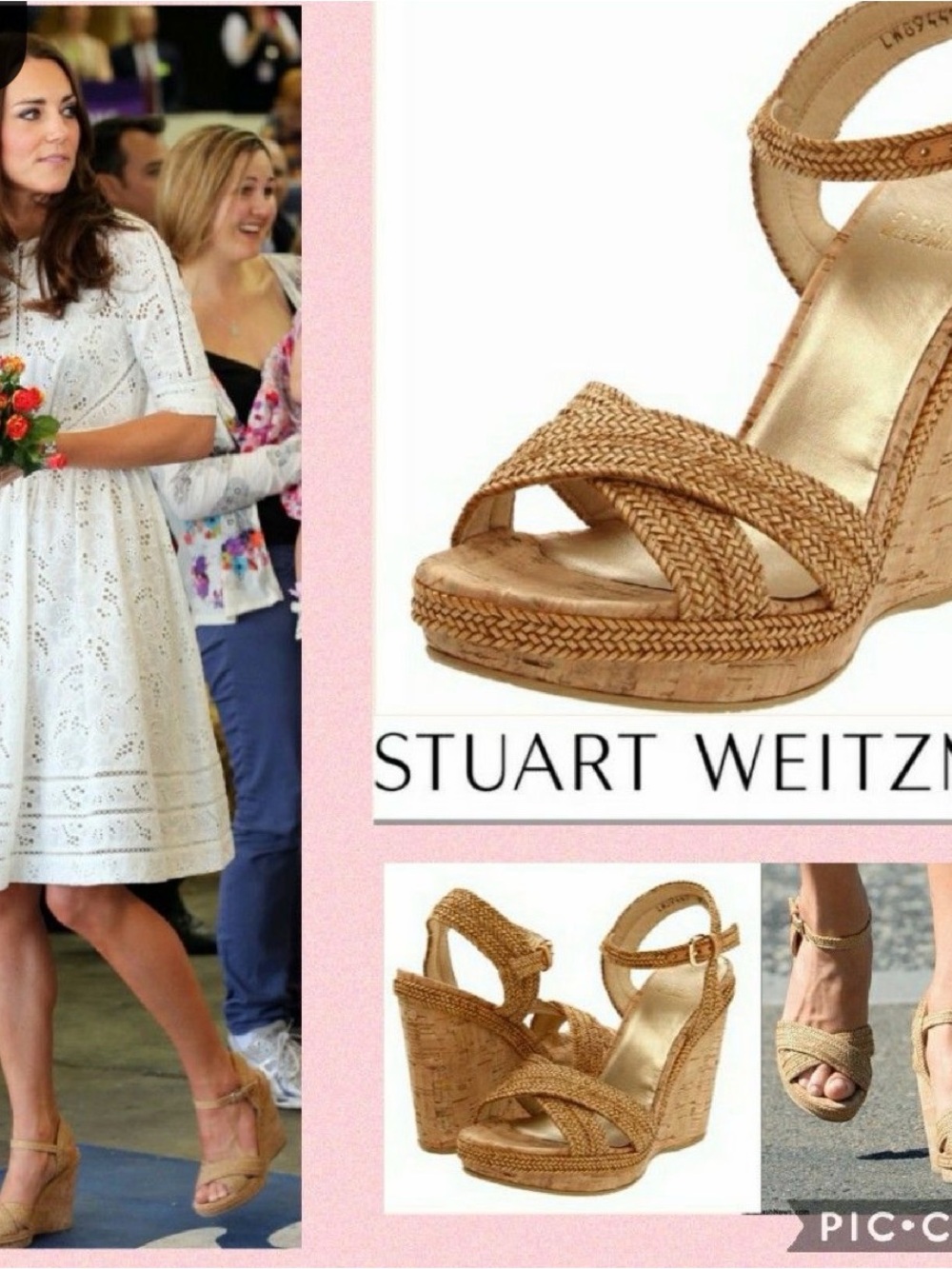 Stuart Weitzman Braided Tan Cork Wedge Sandals